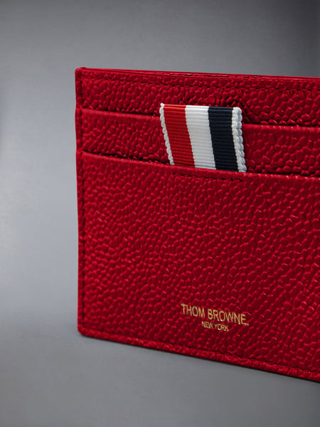 PEBBLE GRAIN SINGLE CARD HOLDER RED
