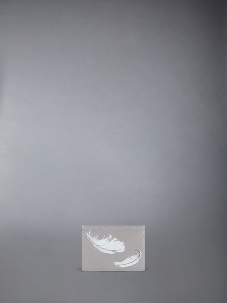 FEATHER PRINT PEBBLE GRAIN SINGLE CARD HOLDER
