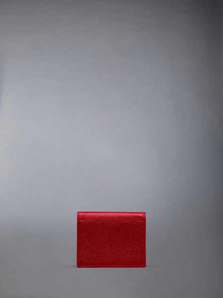 PEBBLE GRAIN LEATHER DOUBLE CARD HOLDER RED