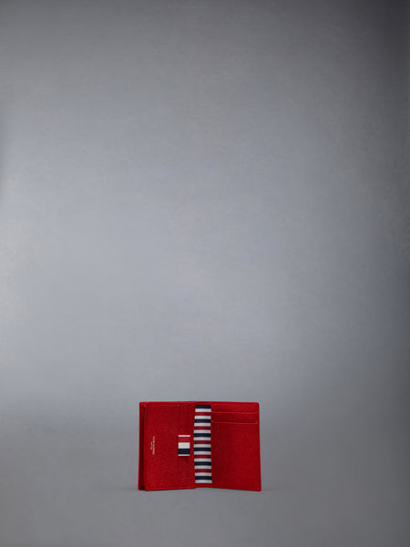 PEBBLE GRAIN LEATHER DOUBLE CARD HOLDER RED