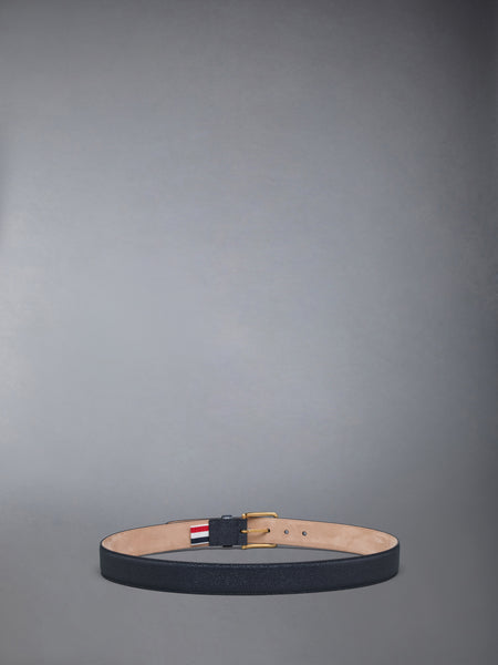 PEBBLE GRAIN LEATHER 4-BAR CLASSIC BELT NAVY