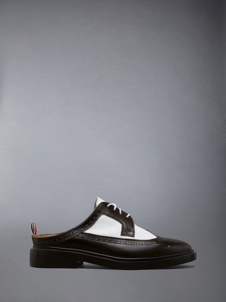 BOX CALF RUBBER SOLE LONGWING BROGUE MULE BROWN /WHITE