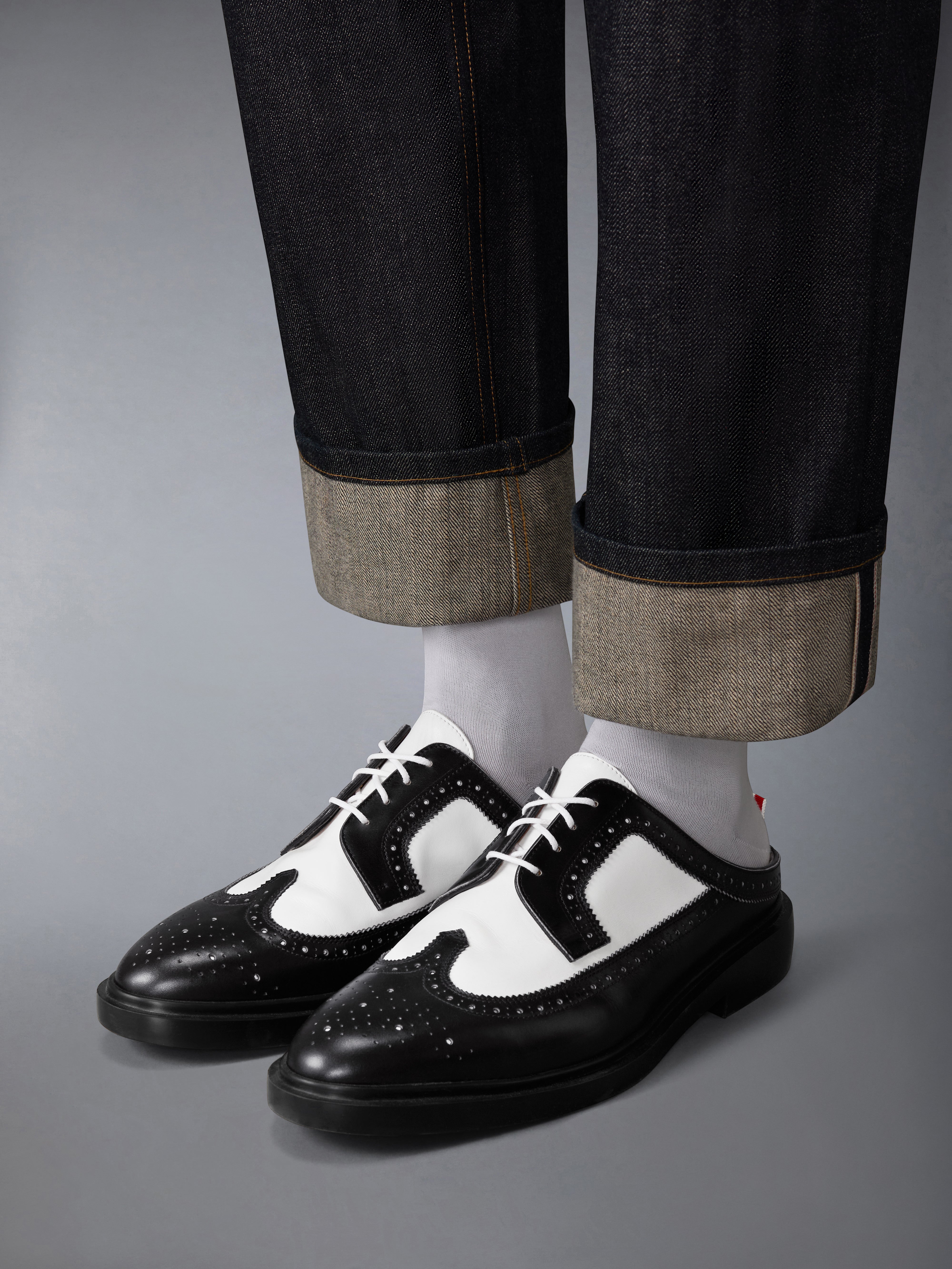 Box Calf Rubber Sole Longwing Brogue Mule | Thom Browne