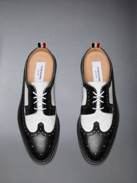 BOX CALF RUBBER SOLE LONGWING BROGUE MULE BLK/WHT