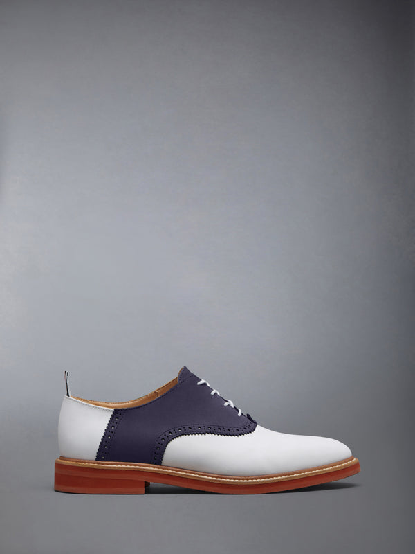 Men's Nubuck Saddle Shoes With Rubber Micro Soles in Navy/white Size 7