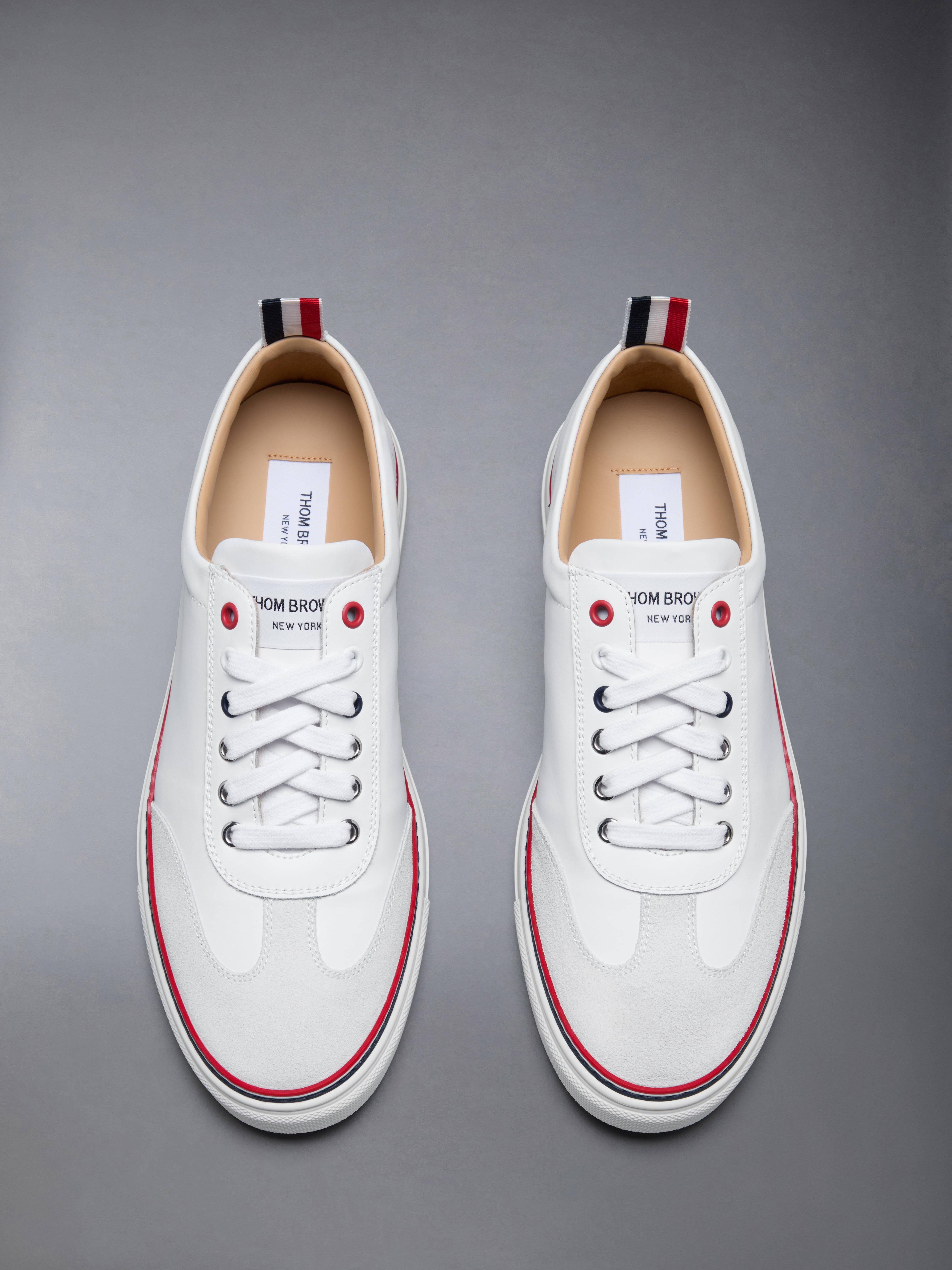 FINE CHILDREN'S SUEDE VARSITY PENNY LOAFER | Thom Browne