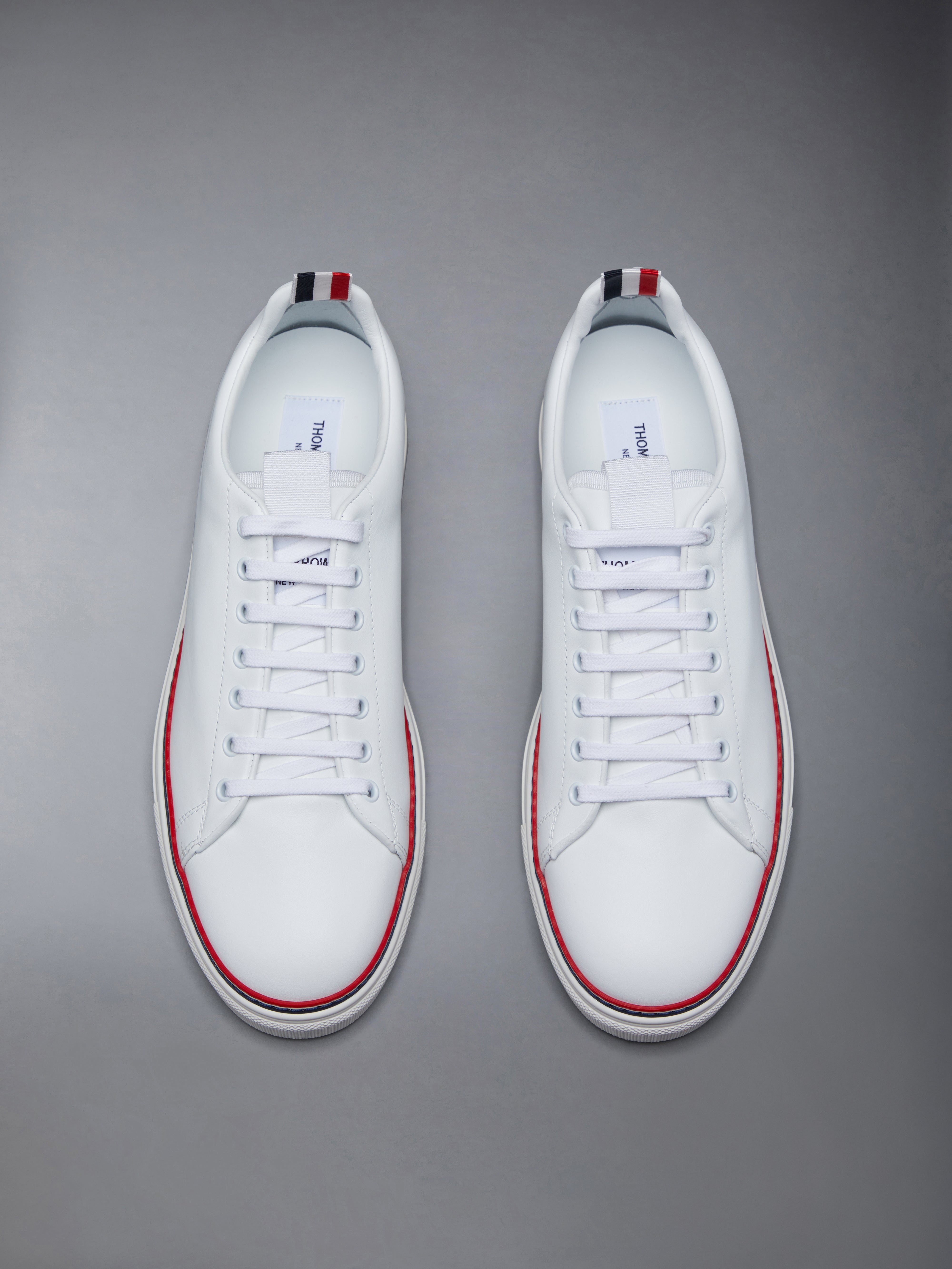 【送料&関税込】Thom Browne Calf Leather Tennis Shoes LETTERMAN TRAINER WITH CABLE KNIT SOLE IN VITELLO CALF