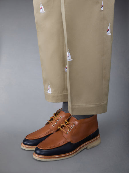 Vacchetta Leather Crepe Sole Mid Top Deck Shoe CAMEL