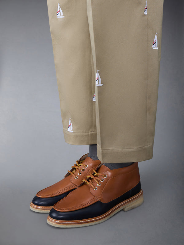 Vacchetta Leather Crepe Sole Mid Top Deck Shoe - image 4