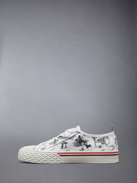 CANVAS HECTOR TOILE LOW TOP SNEAKERS BLK/WHT