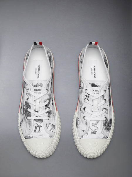 CANVAS HECTOR TOILE LOW TOP SNEAKERS BLK/WHT