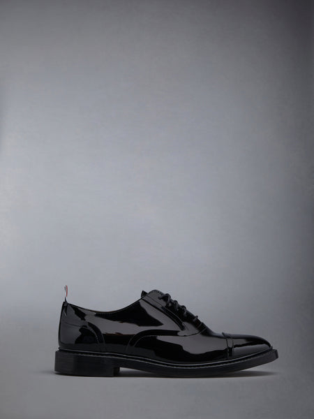 Soft Patent Raw Edge Goodyear Sole Cap Toe Oxford BLACK