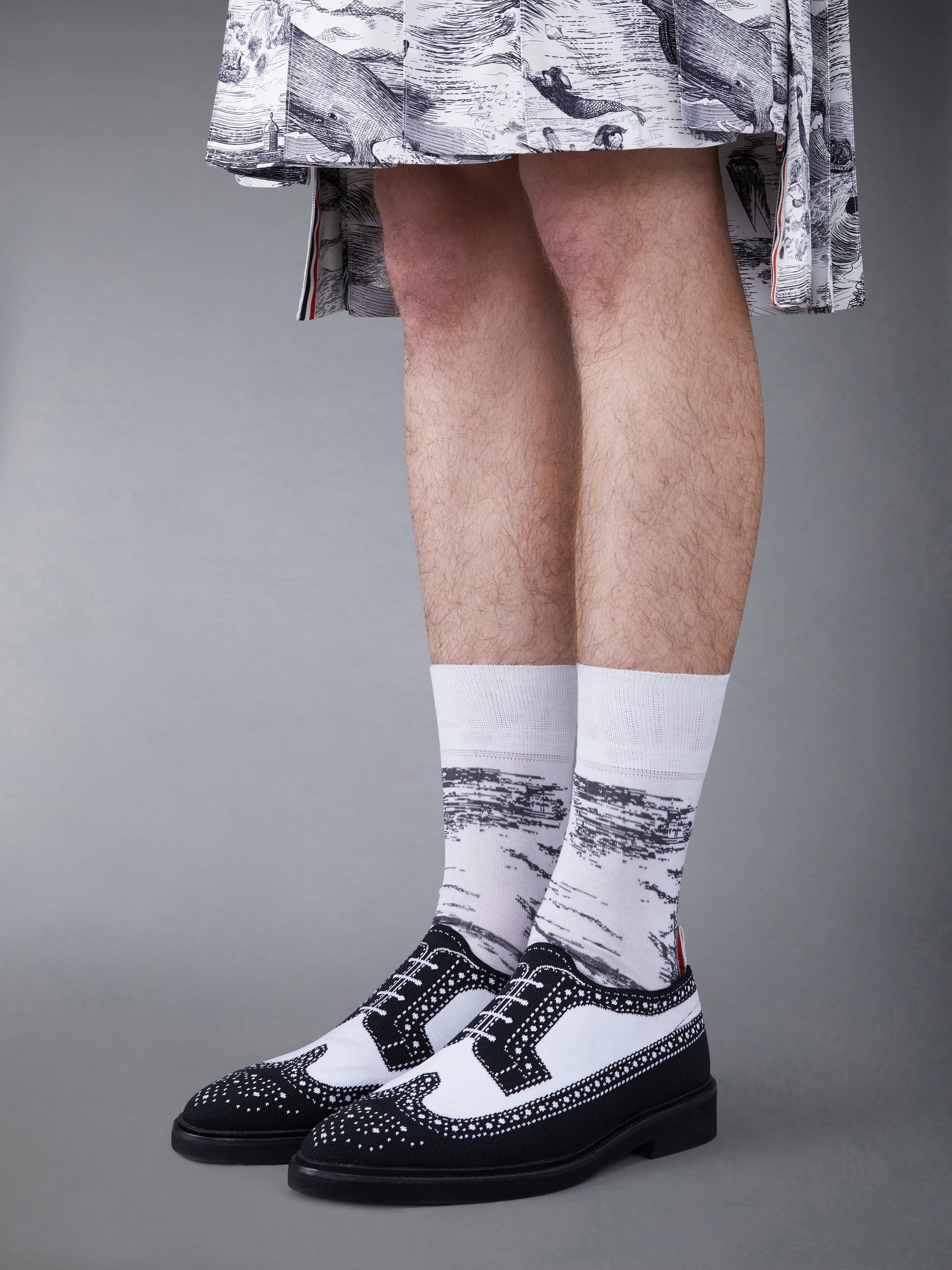 Trompe L'Oeil Knit Micro Sole Longwing Brogue | Thom Browne