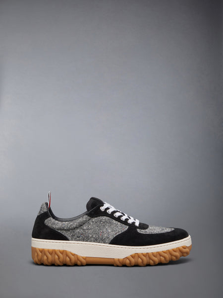 DONEGAL TWEED CABLE KNIT SOLE LETTERMAN SNEAKERS BLK/WHT
