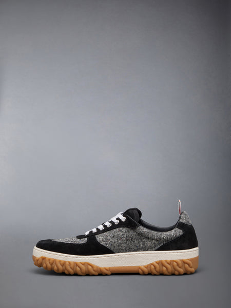 DONEGAL TWEED CABLE KNIT SOLE LETTERMAN SNEAKERS BLK/WHT