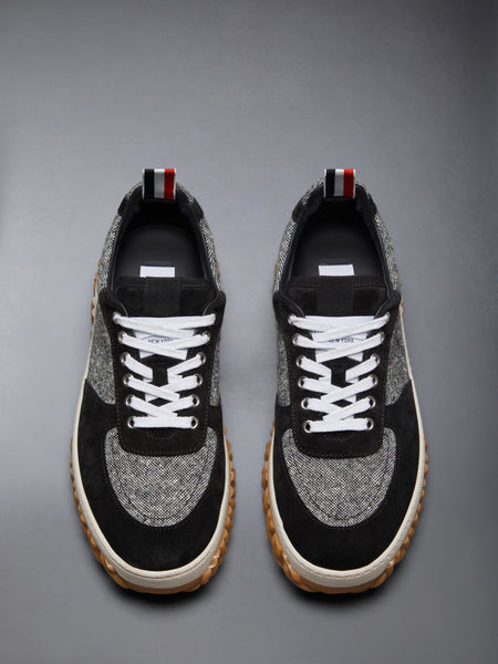 DONEGAL TWEED CABLE KNIT SOLE LETTERMAN SNEAKERS BLK/WHT