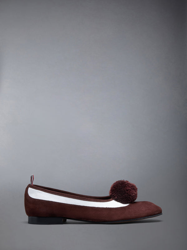 CALF SUEDE POM POM OPERA SPECTATOR BALLERINA - featured image