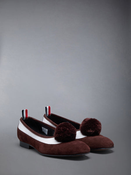CALF SUEDE POM POM OPERA SPECTATOR BALLERINA