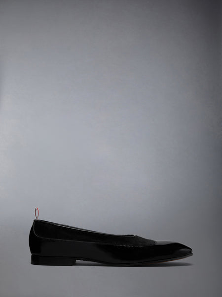 SOFT PATENT CALF SUEDE OPERA BALLERINA BLACK