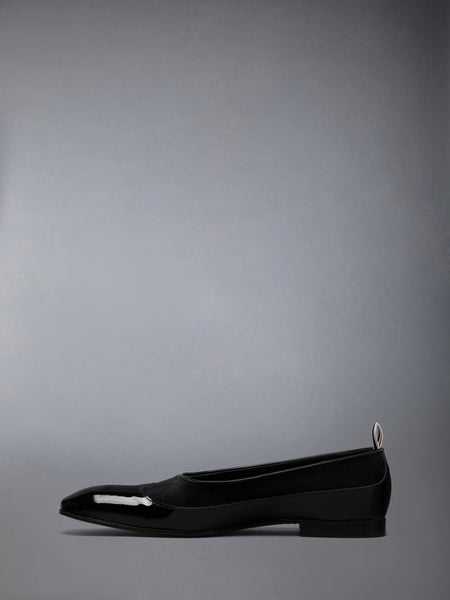 SOFT PATENT CALF SUEDE OPERA BALLERINA BLACK