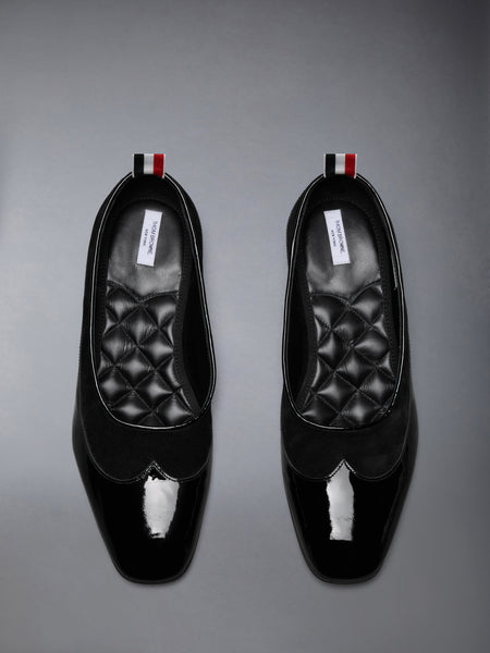 SOFT PATENT CALF SUEDE OPERA BALLERINA BLACK