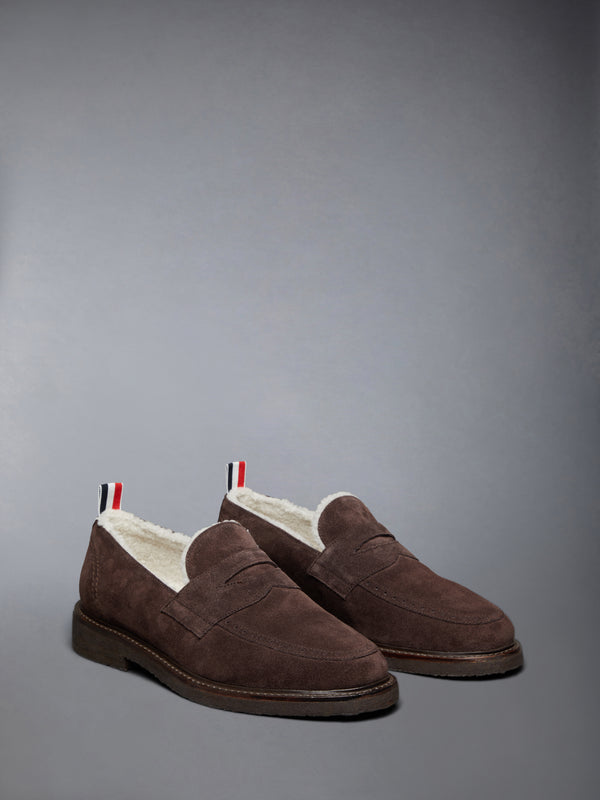 SUEDE CREPE SOLE SHEARLING PENNY LOAFER - image 2