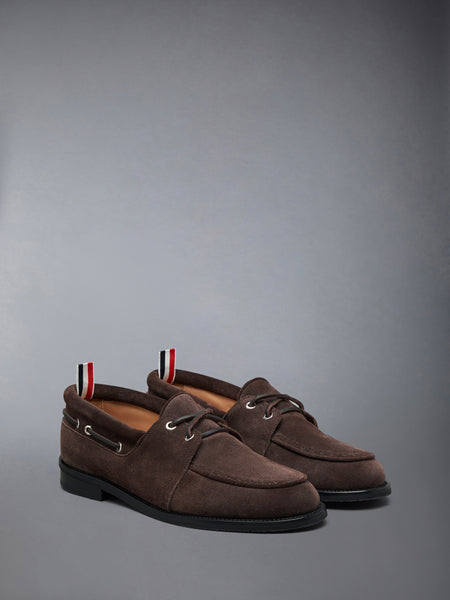 CALF SUEDE BOAT SHOE DARK BROWN
