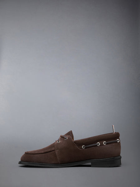 CALF SUEDE BOAT SHOE DARK BROWN