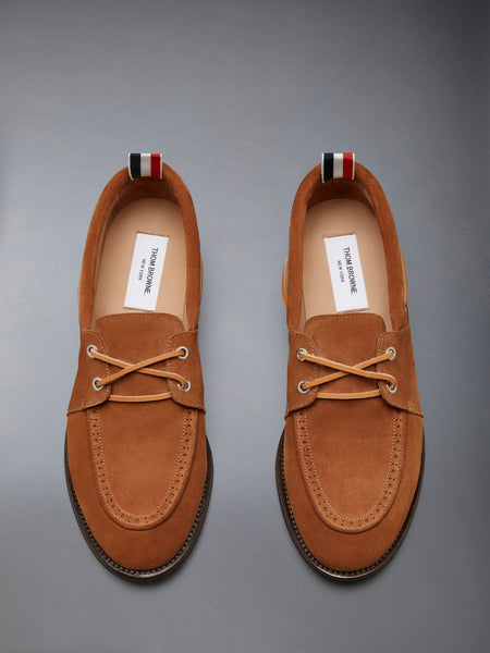 CALF SUEDE BOAT SHOE CARAMEL