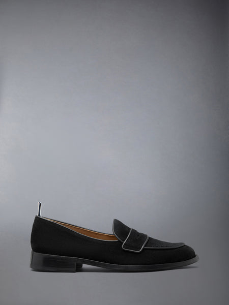 SUEDE VARSITY PENNY LOAFER BLACK