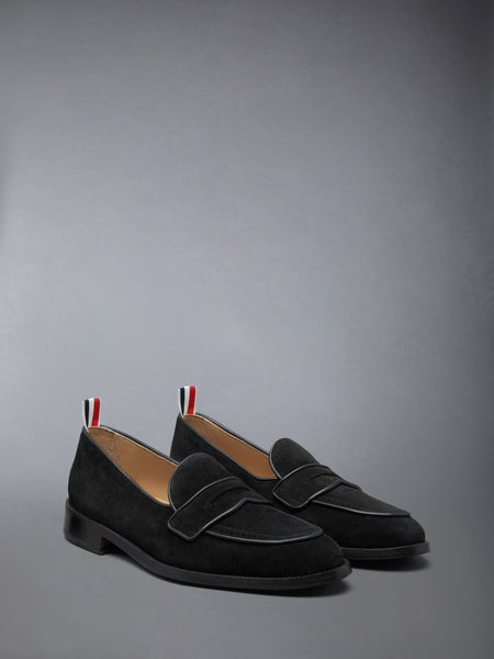 SUEDE VARSITY PENNY LOAFER BLACK