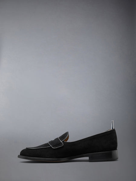 SUEDE VARSITY PENNY LOAFER BLACK