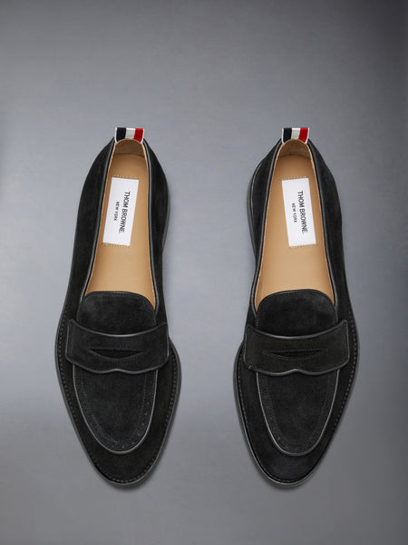 SUEDE VARSITY PENNY LOAFER BLACK