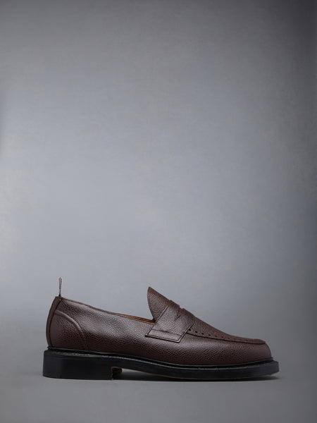 PEBBLE GRAIN LEATHER SOLE PENNY LOAFER BROWN