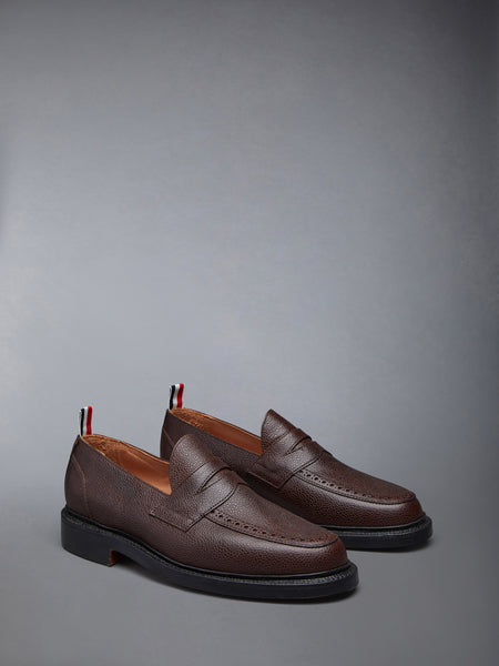 PEBBLE GRAIN LEATHER SOLE PENNY LOAFER BROWN