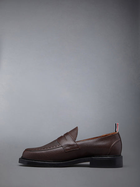 PEBBLE GRAIN LEATHER SOLE PENNY LOAFER BROWN