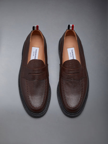 PEBBLE GRAIN LEATHER SOLE PENNY LOAFER BROWN