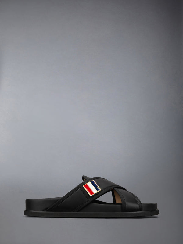 CRISS CROSS LOAFER SANDAL W/ RWB ENAMEL PLAQUE IN VITELLO CALF LEATHER - featured image