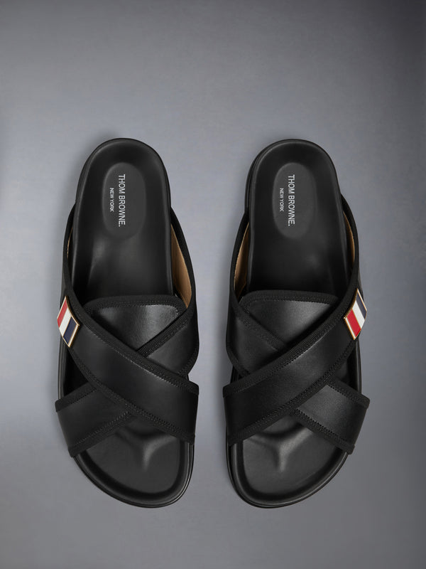CRISS CROSS LOAFER SANDAL W/ RWB ENAMEL PLAQUE IN VITELLO CALF LEATHER - image 4