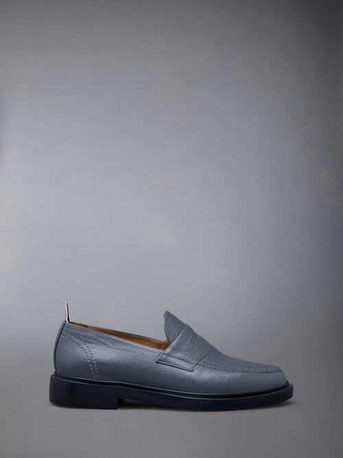 Pebble Grain Leather Rubber Sole Penny Loafer | Thom Browne
