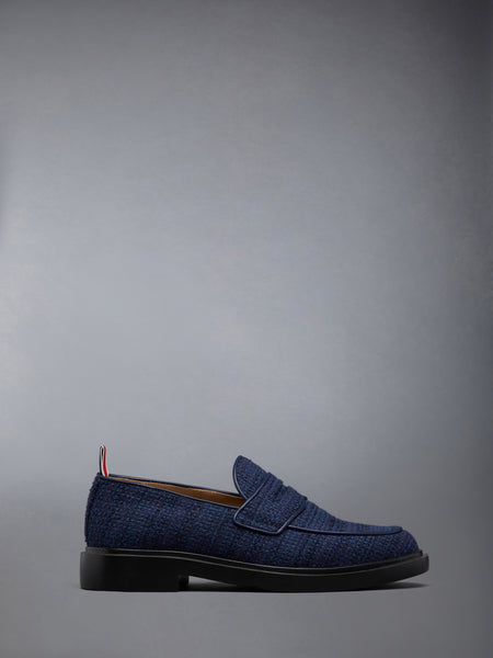 COTTON TWEED RUBBER SOLE CLASSIC PENNY LOAFER NAVY