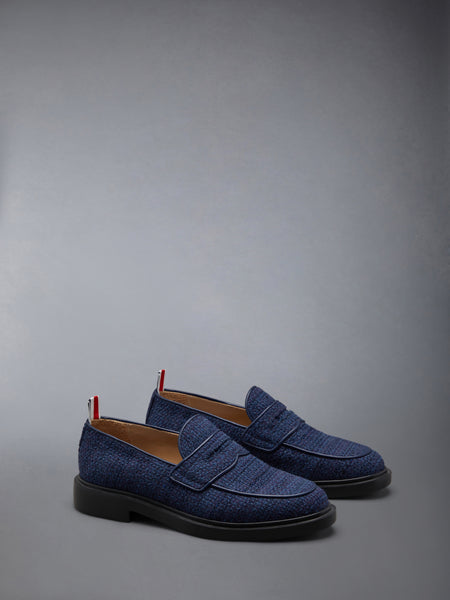 COTTON TWEED RUBBER SOLE CLASSIC PENNY LOAFER NAVY