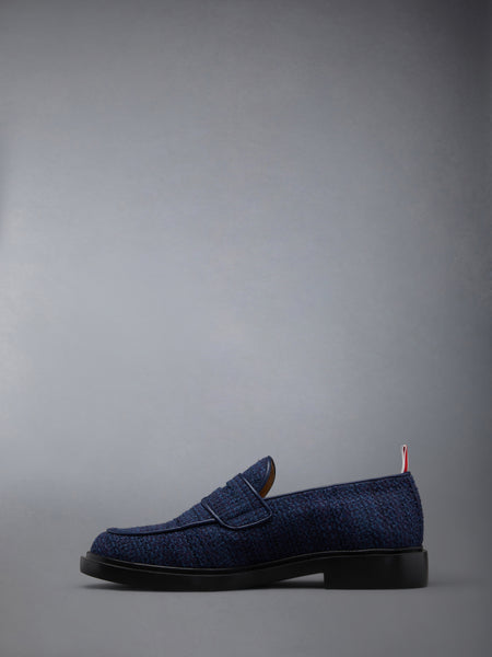 COTTON TWEED RUBBER SOLE CLASSIC PENNY LOAFER NAVY
