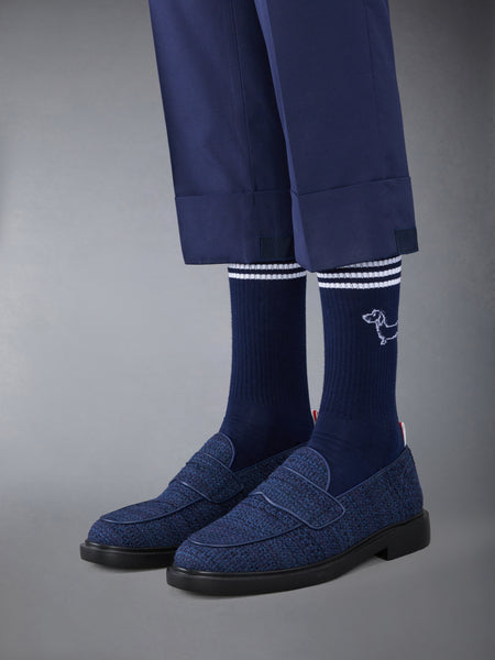 COTTON TWEED RUBBER SOLE CLASSIC PENNY LOAFER NAVY