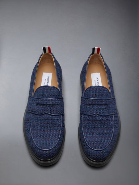 COTTON TWEED RUBBER SOLE CLASSIC PENNY LOAFER NAVY