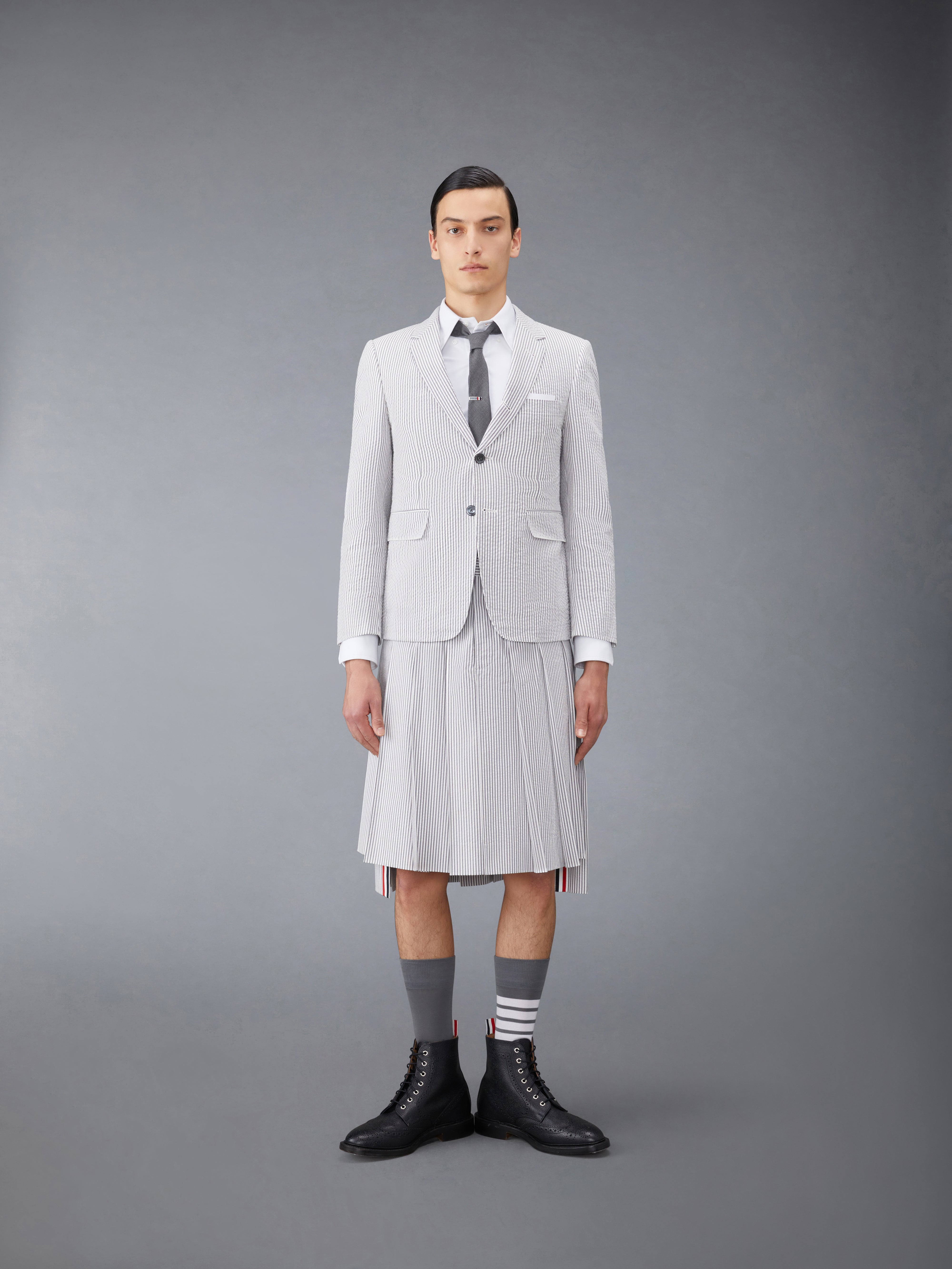 Seersucker Classic Midi Pleated Skirt | Thom Browne