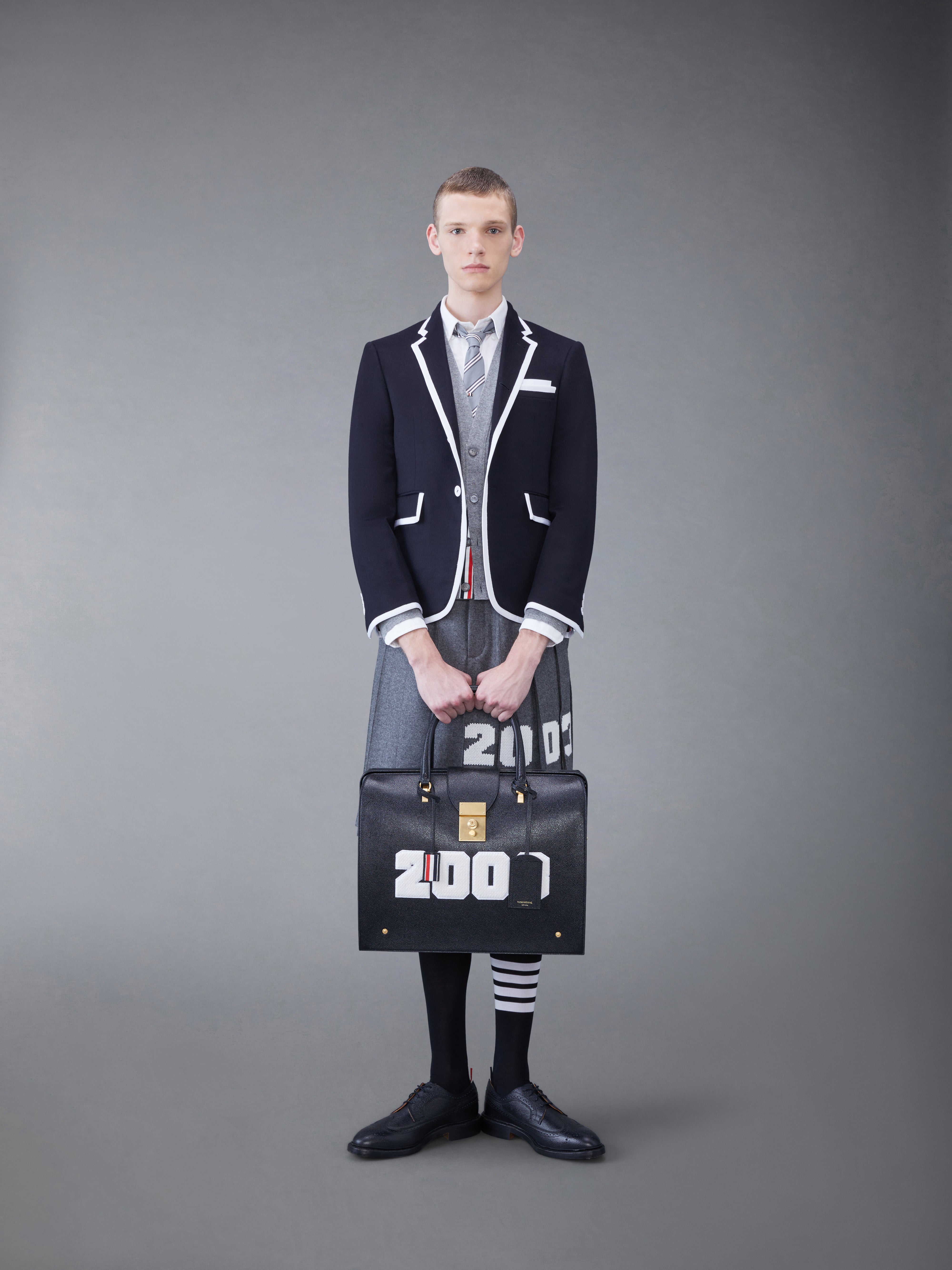 Wool Flannel 2003 Classic Backstrap Pleated Skirt | Thom Browne