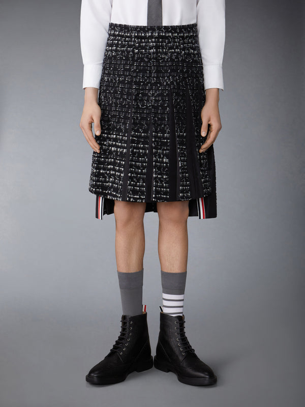 DENIM RIBBON TWEED CLASSIC RISE MIDI PLEATED SKIRT - image 1