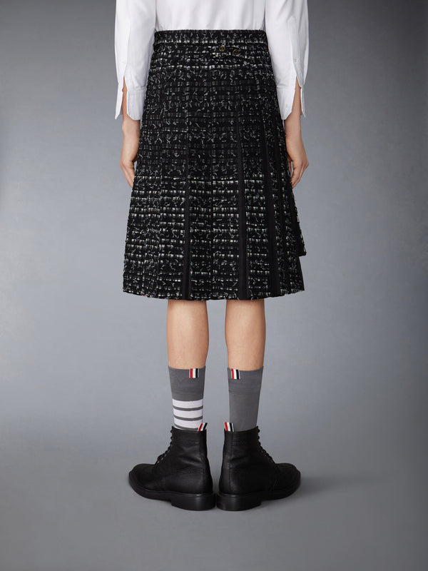 DENIM RIBBON TWEED CLASSIC RISE MIDI PLEATED SKIRT - image 3