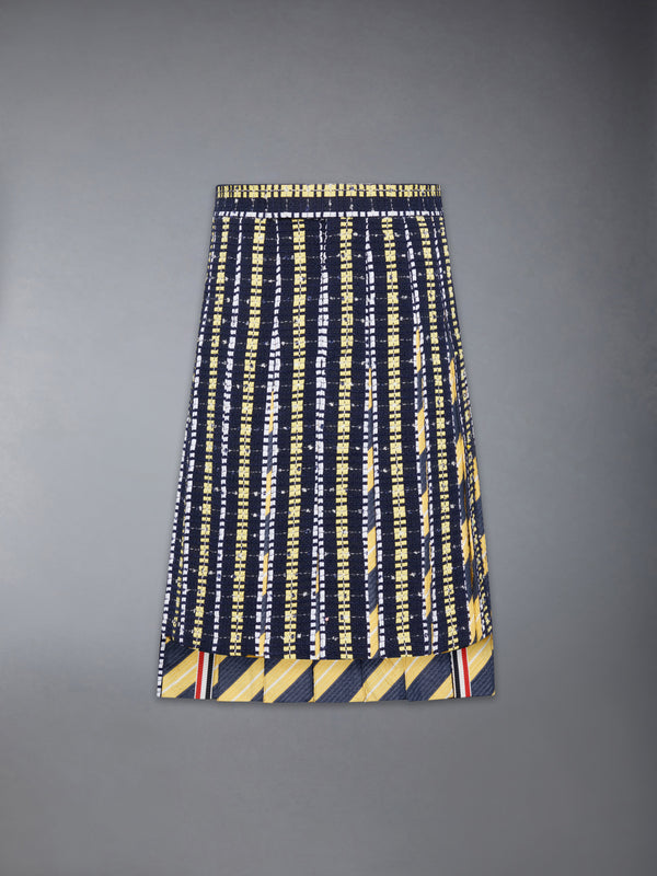 REPP STRIPE GROSGRAIN TWEED PLEATED SKIRT - featured image